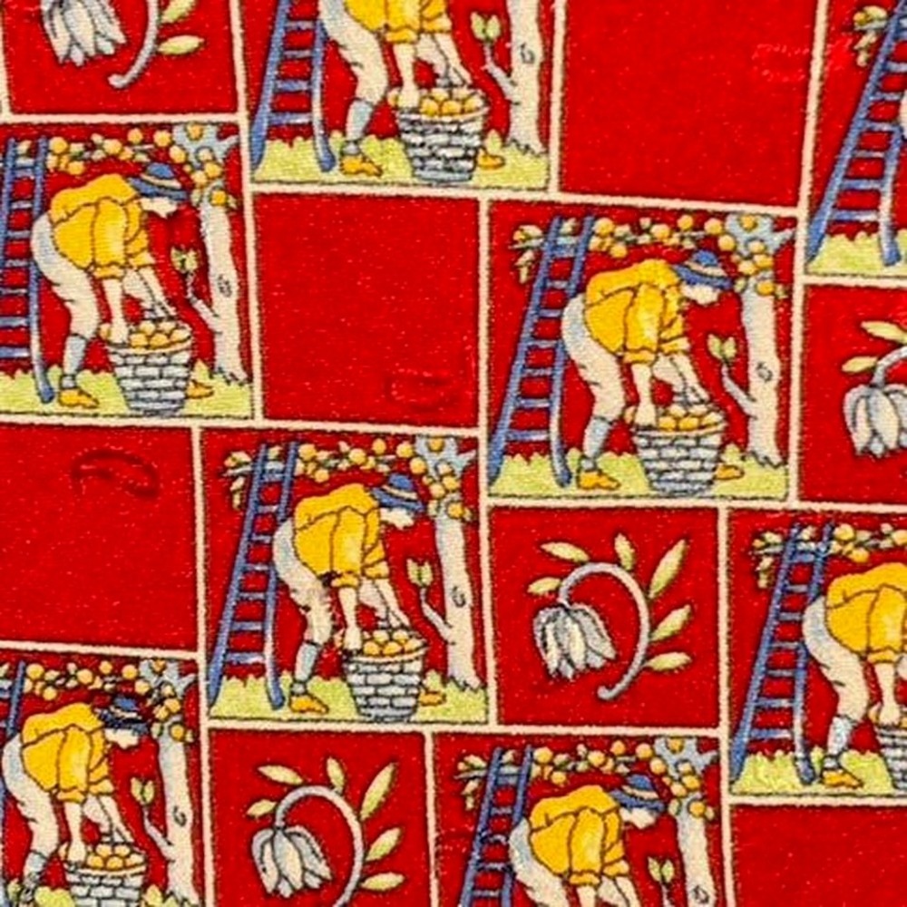 Vintage necktie with fruit picking pattern fruit pattern Bucher - Picture 2 of 5